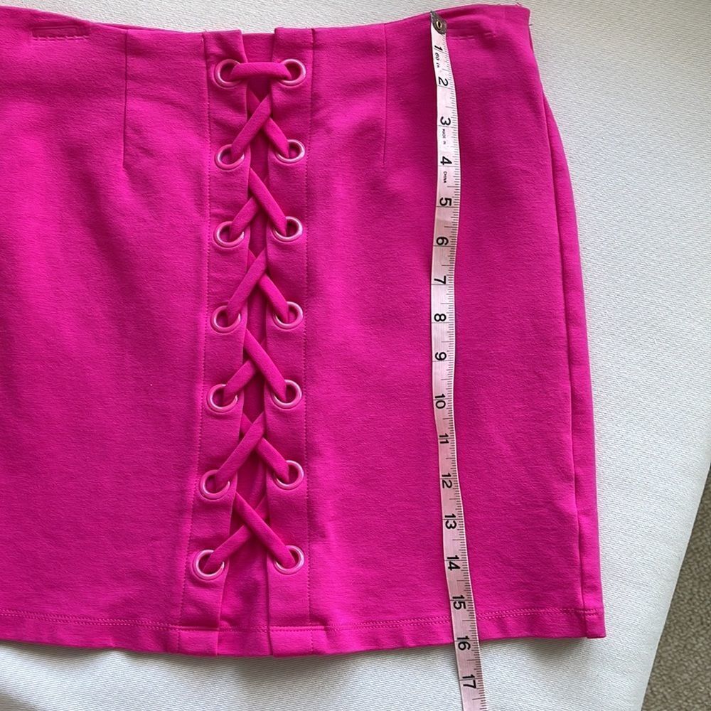Shinestar Pink Faux Lace up skirt size S/M - Picture 6 of 6